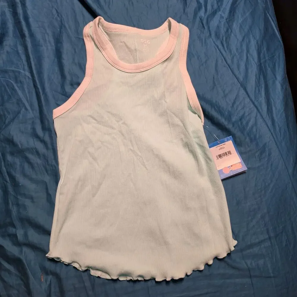 DSG Girls Medium Waterscape Cotton Rib Tank NWT